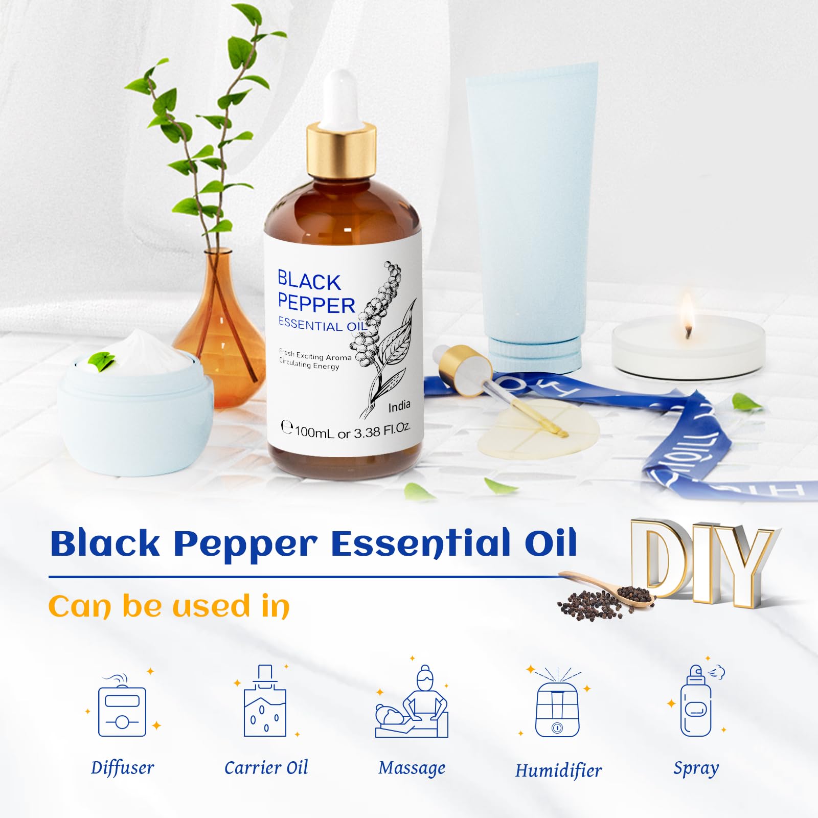 Amazon.com: HIQILI Black Pepper Essential Oil for Aromatherapy
